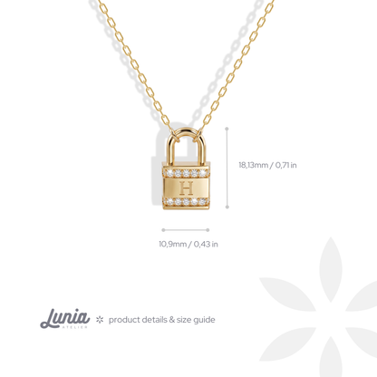 Measurement chart for the lettered padlock, 10.9 mm wide and 18.13 mm high