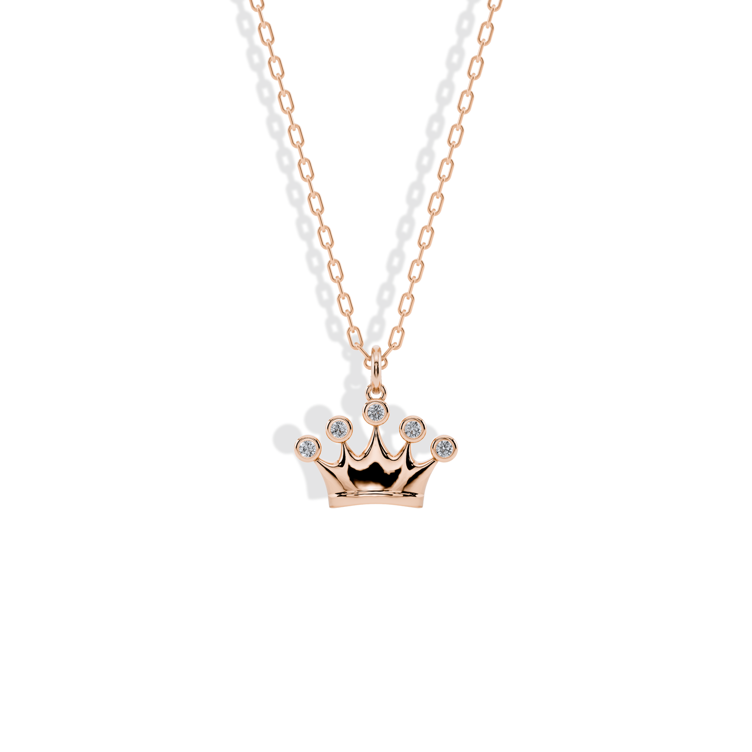 Stone Crown Pendant Diamond Necklace 14K Gold / Silver