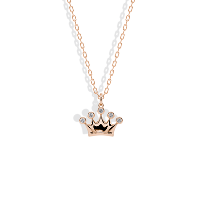 Stone Crown Pendant Diamond Necklace 14K Gold / Silver
