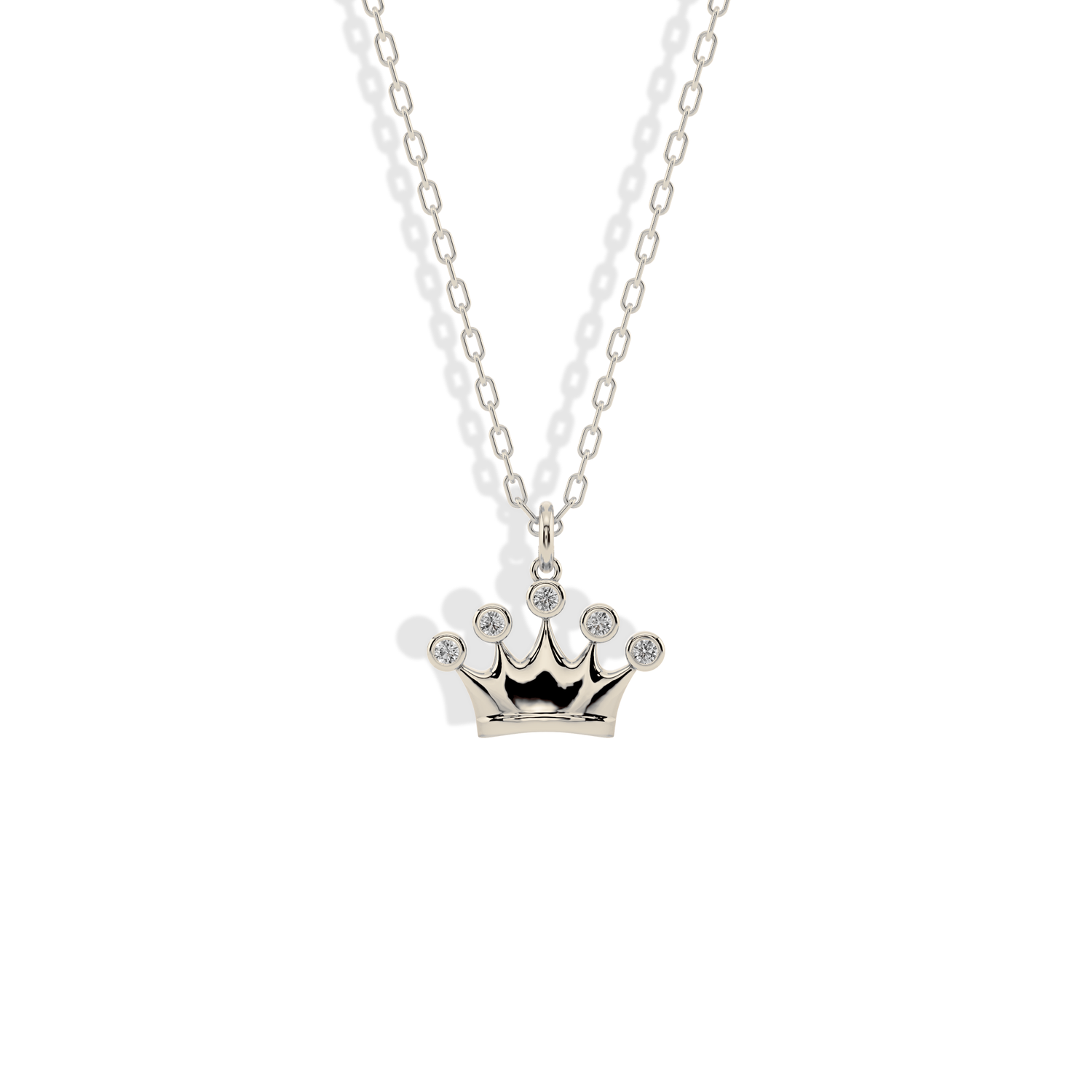 Stone Crown Pendant Diamond Necklace 14K Gold / Silver