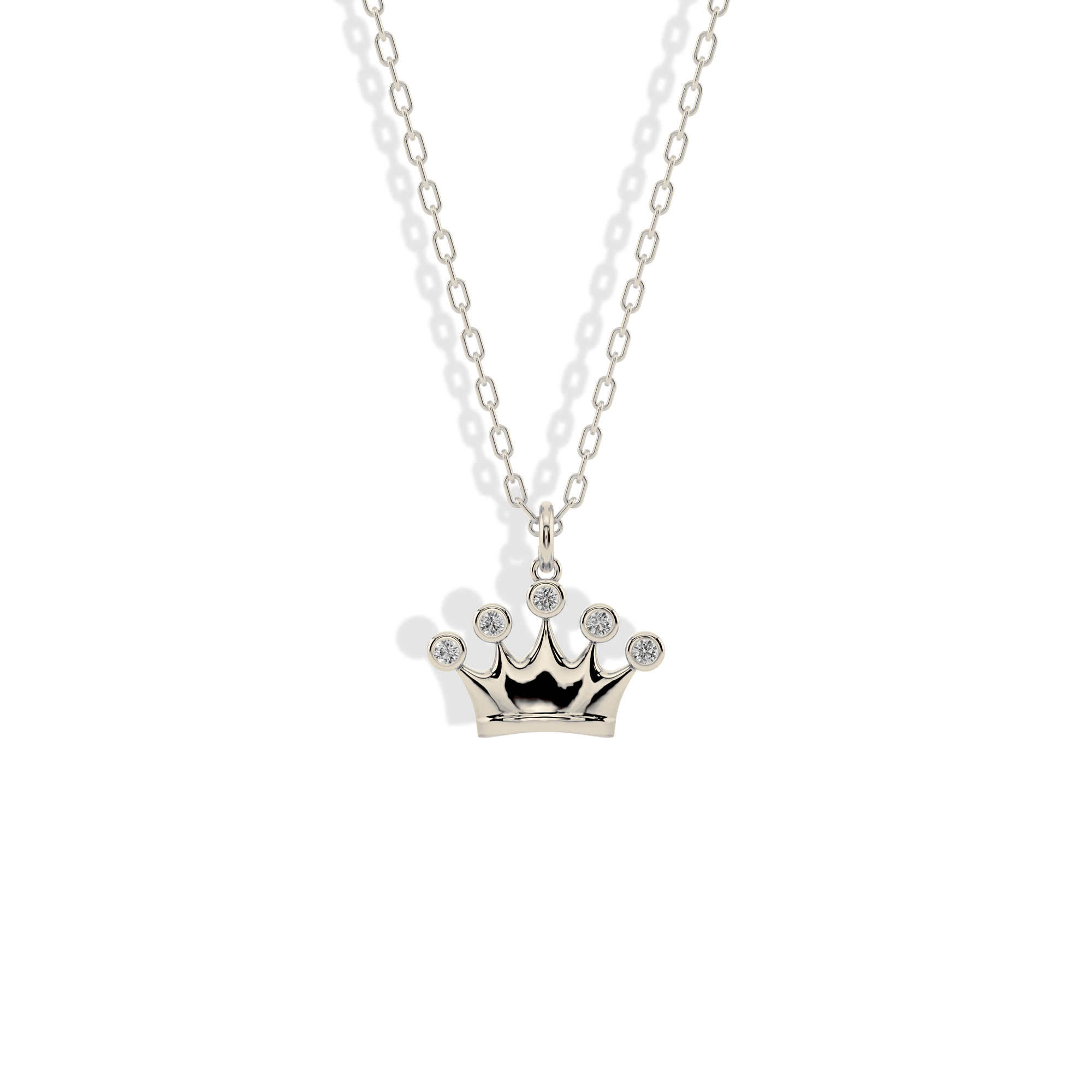 Stone Crown Pendant Diamond Necklace 14K Gold / Silver