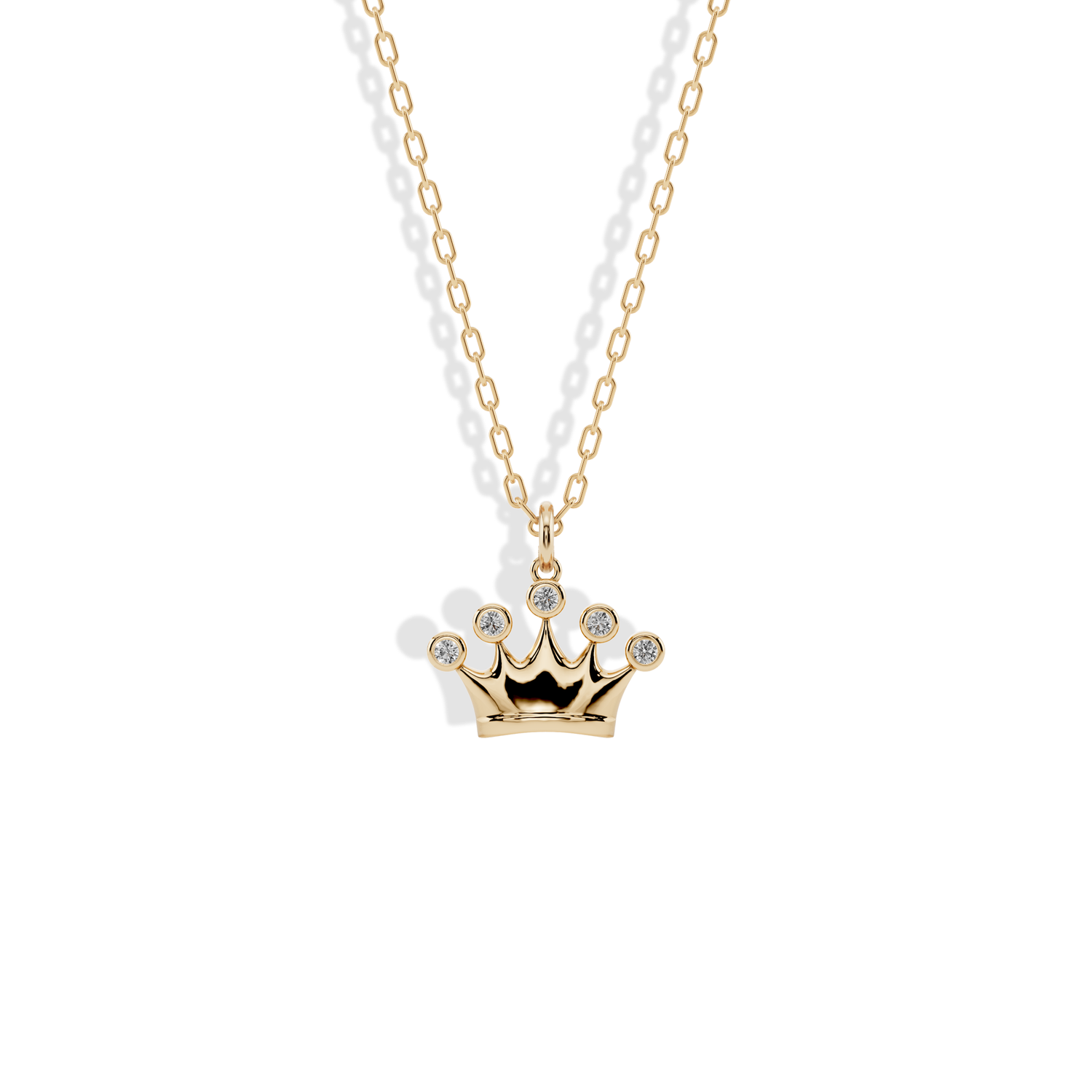 Stone Crown Pendant Necklace 14K Gold / Silver