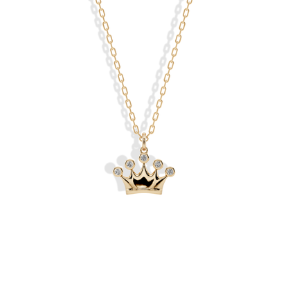 Stone Crown Pendant Necklace 14K Gold / Silver