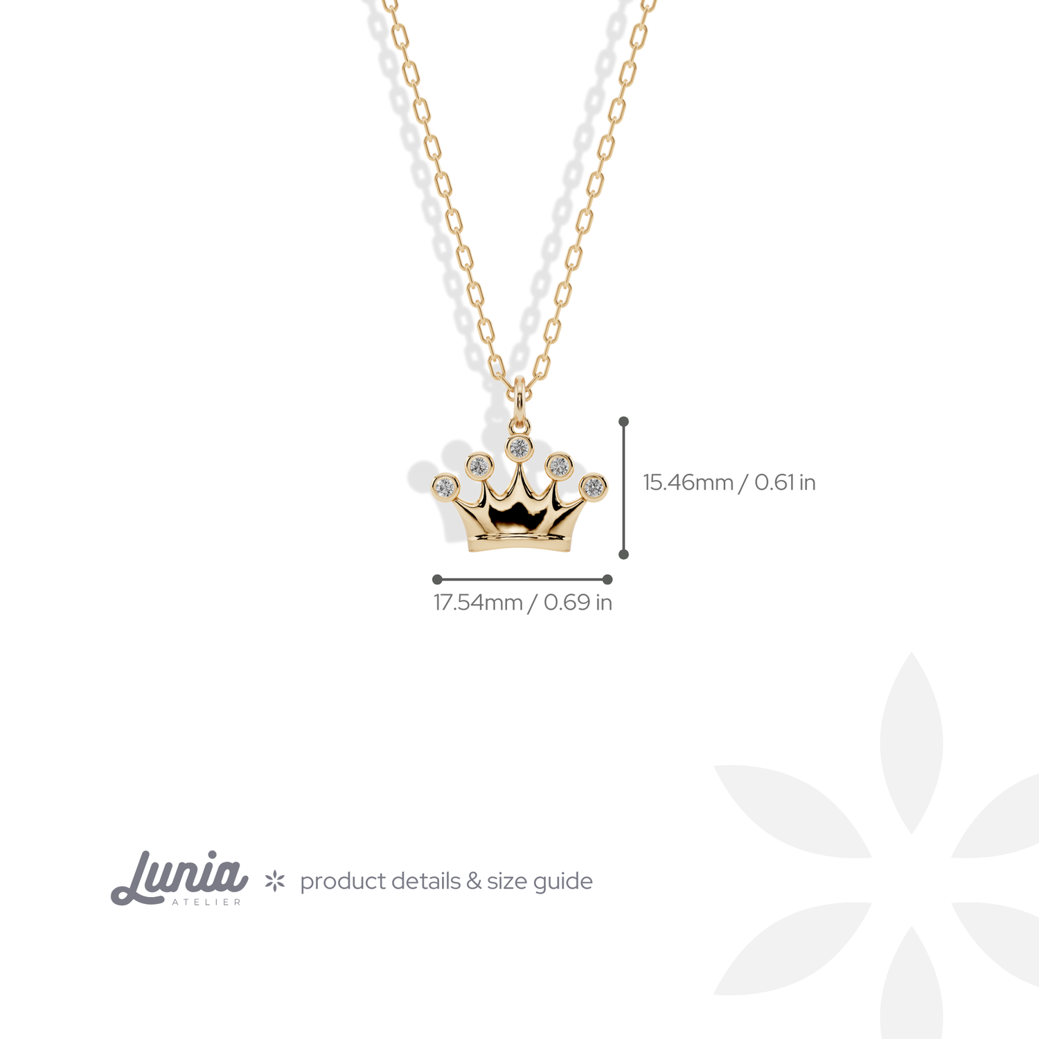 Stone Crown Pendant Diamond Necklace 14K Gold / Silver