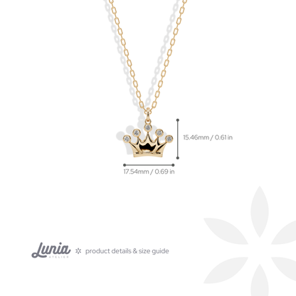 Stone Crown Pendant Diamond Necklace 14K Gold / Silver