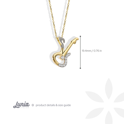Stone Electric Guitar Diamond Necklace 14K Gold / Silver