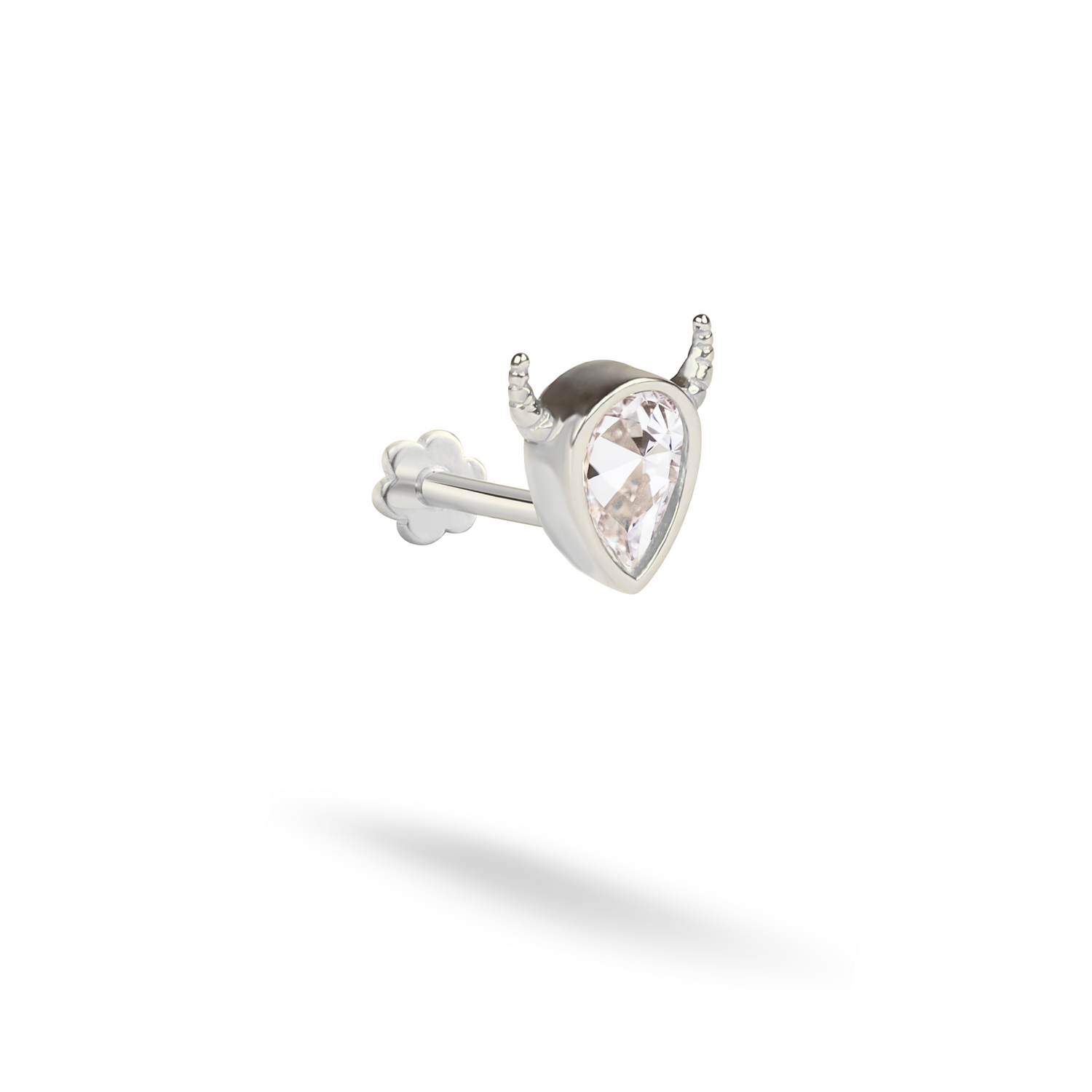 Stony Bull Flatback Ear Piercing 14K Gold with CZ Stone