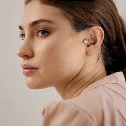 Stony Bull Flatback Ear Piercing 14K Gold with CZ Stone