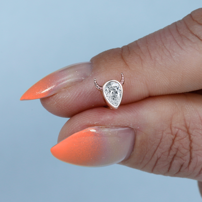 Stony Bull Flatback Ear Piercing 14K Gold with CZ Stone