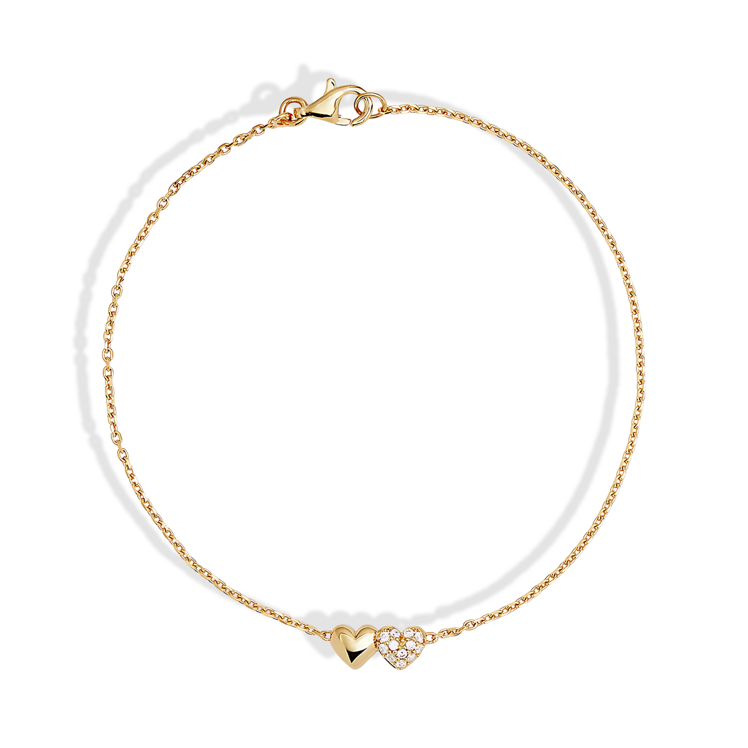 Stony Heart Love Bracelet CZ 14K Gold