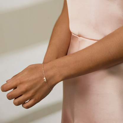 14K Gold Stony Heart Romance Bracelet