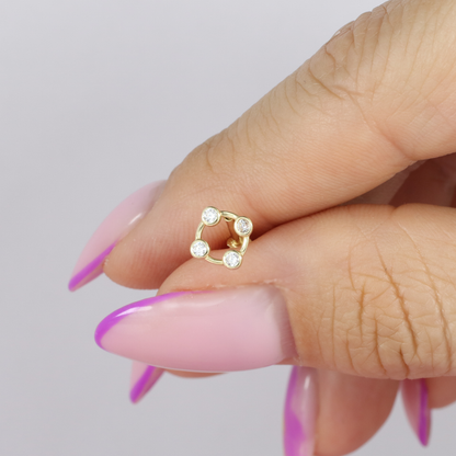 Stony Square Flatback Ear Piercing 14K Gold with CZ Stone