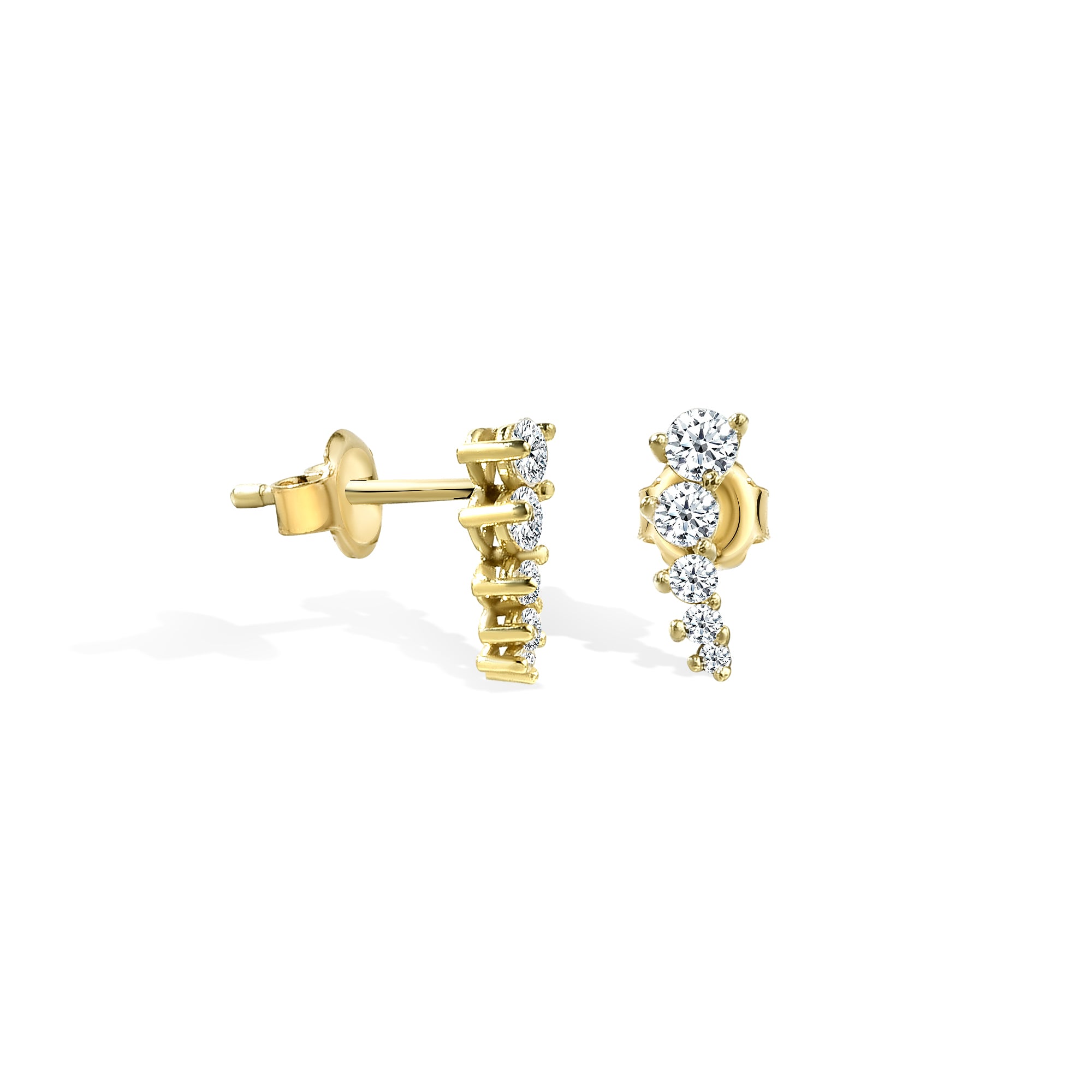 Stringed Stones Diamond Earrings 14K Gold