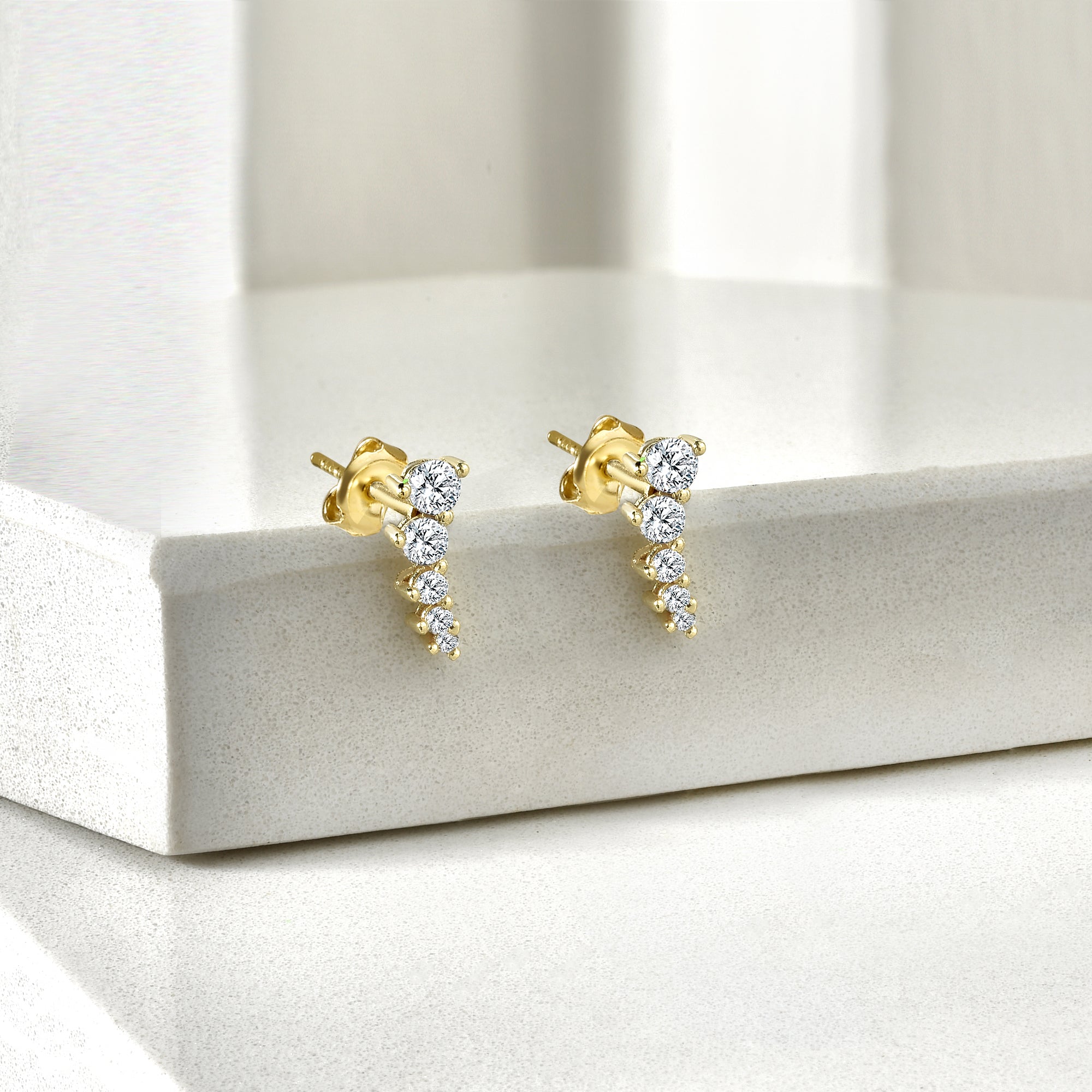 
14K Gold Diamond Earrings with Stringed Stones