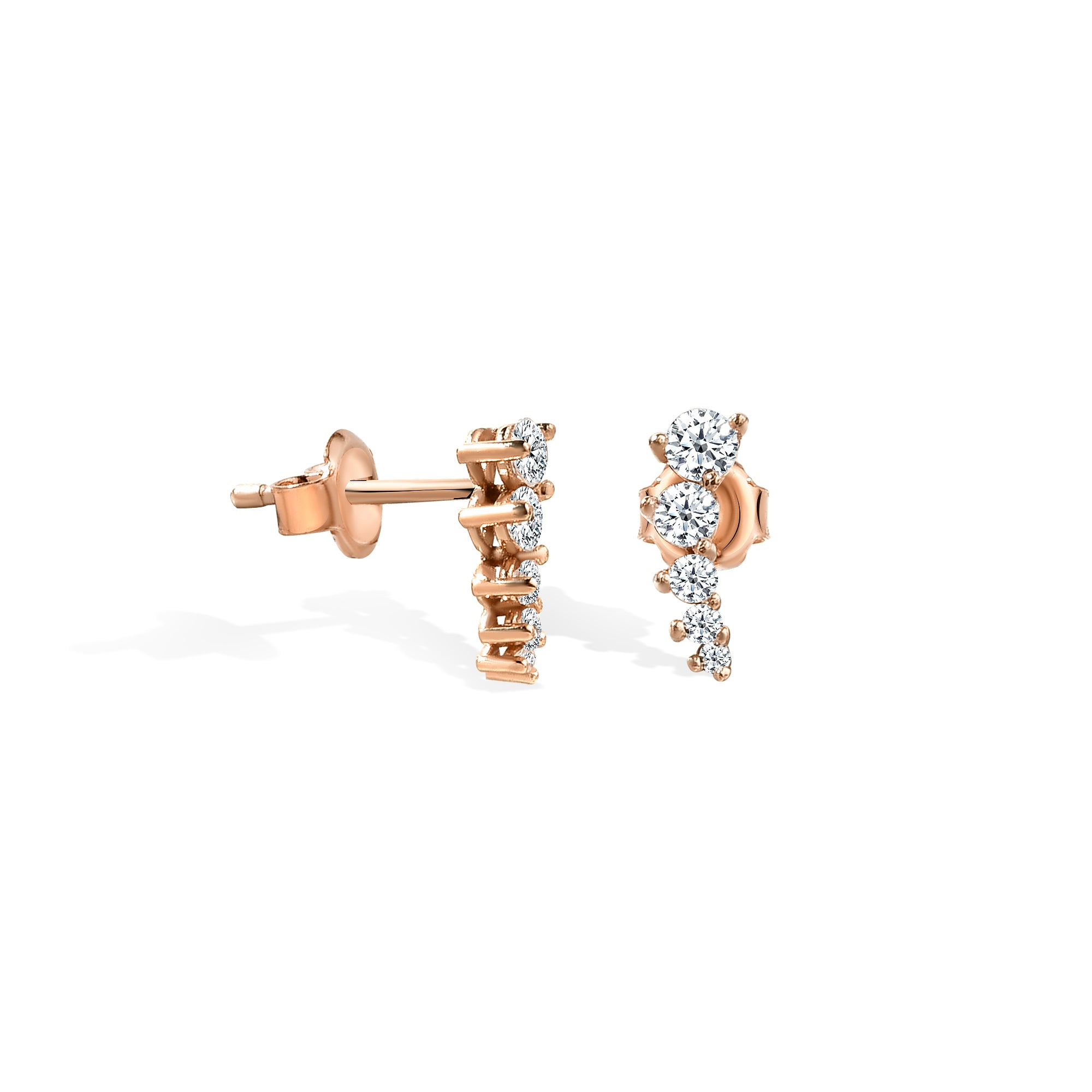 Stringed Stones Diamond Earrings 14K Gold