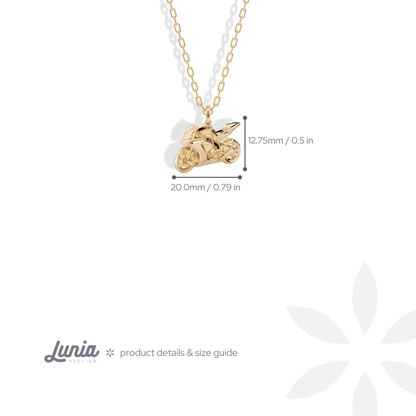 Superbike Diecast Model Motorcycle Necklace 14K Gold / Silver