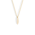 Studio shot of the Surfboard Pendant Necklace 14K Gold / Silver, a narrow yellow gold board hanging point down