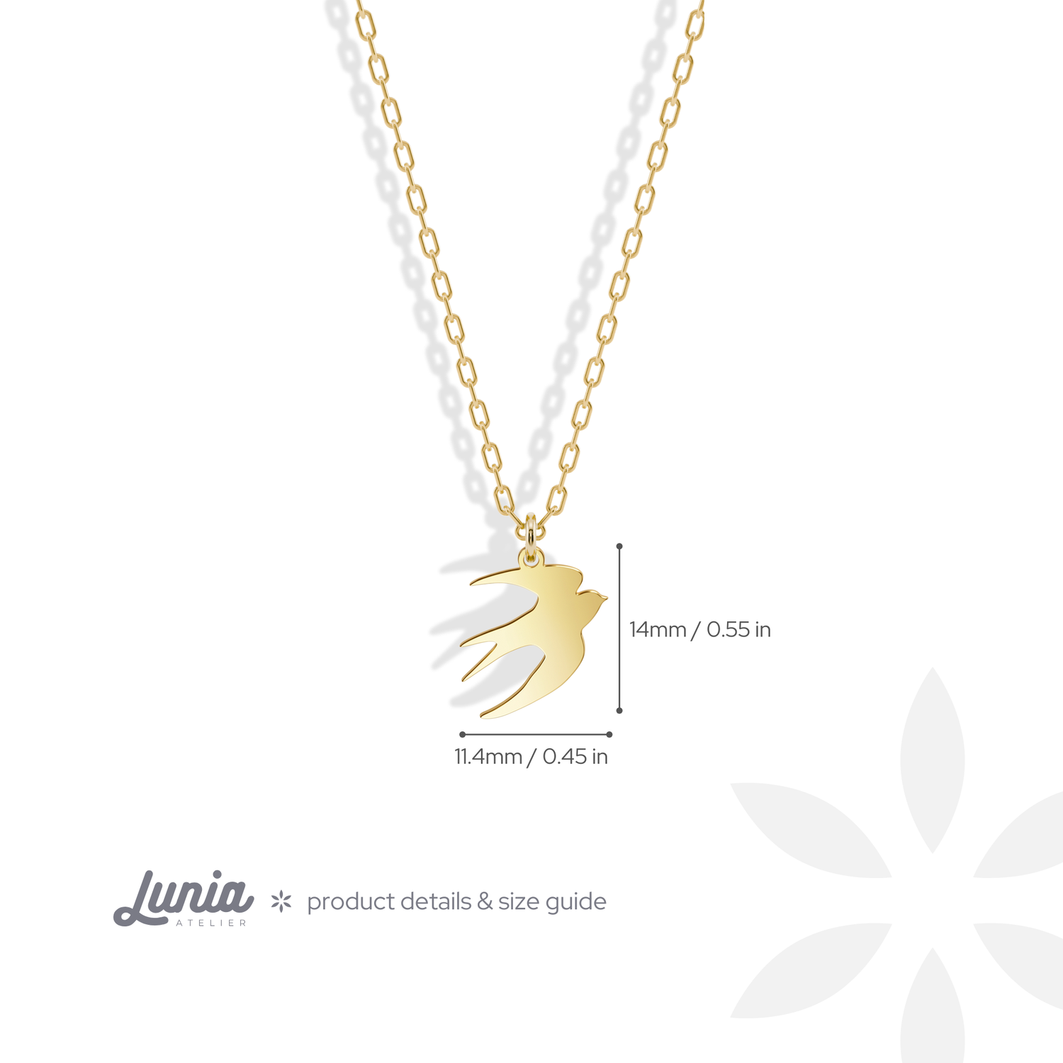 Swallow Pendant Necklace 14K Gold / Silver