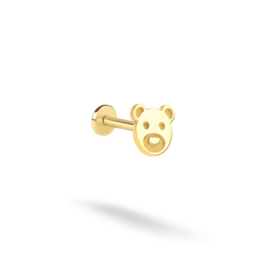 Teddy Bear Flatback Ear Piercing 14K Gold
