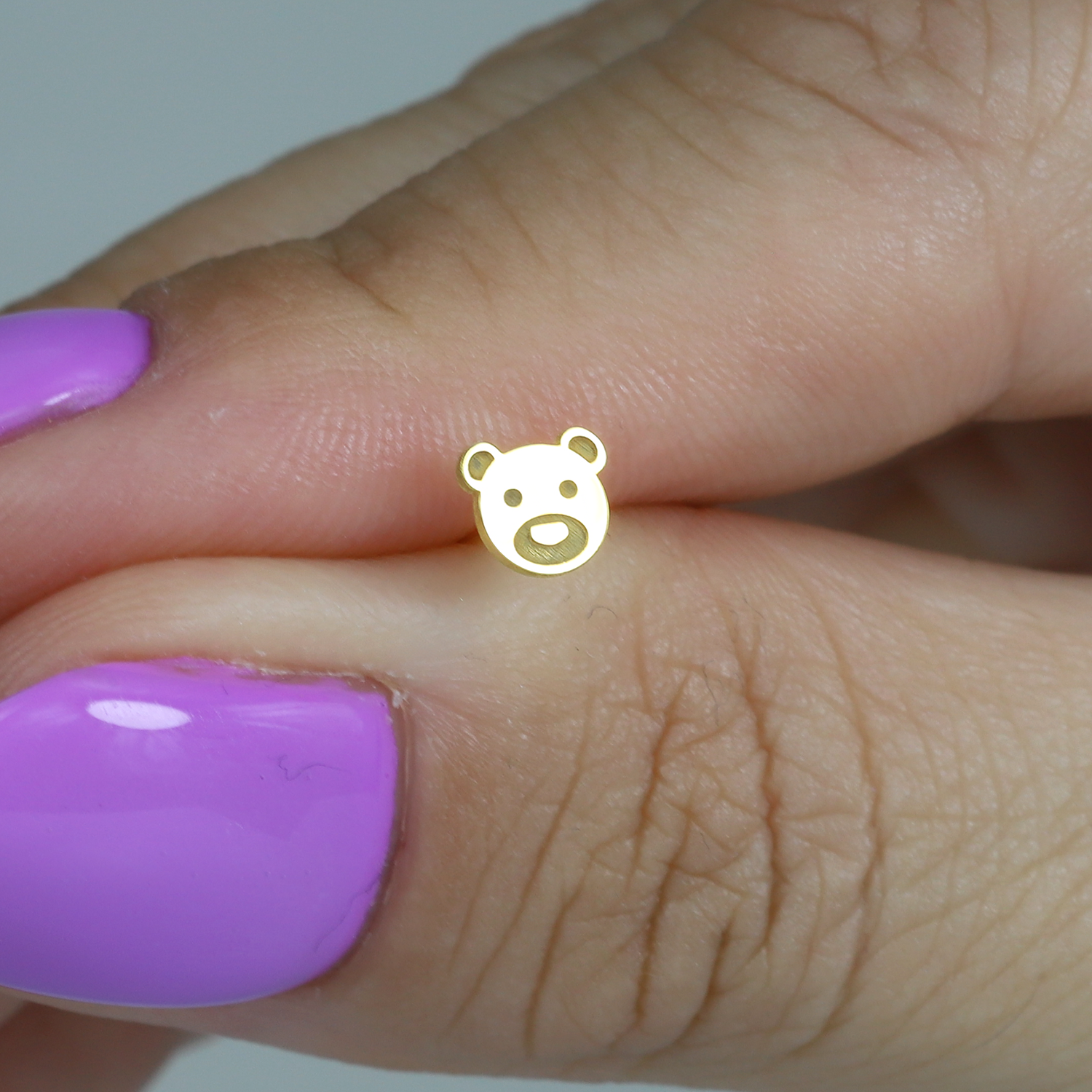 Teddy Bear Flatback Ear Piercing 14K Gold