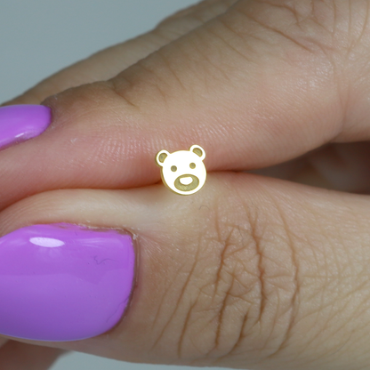 Teddy Bear Flatback Ear Piercing 14K Gold