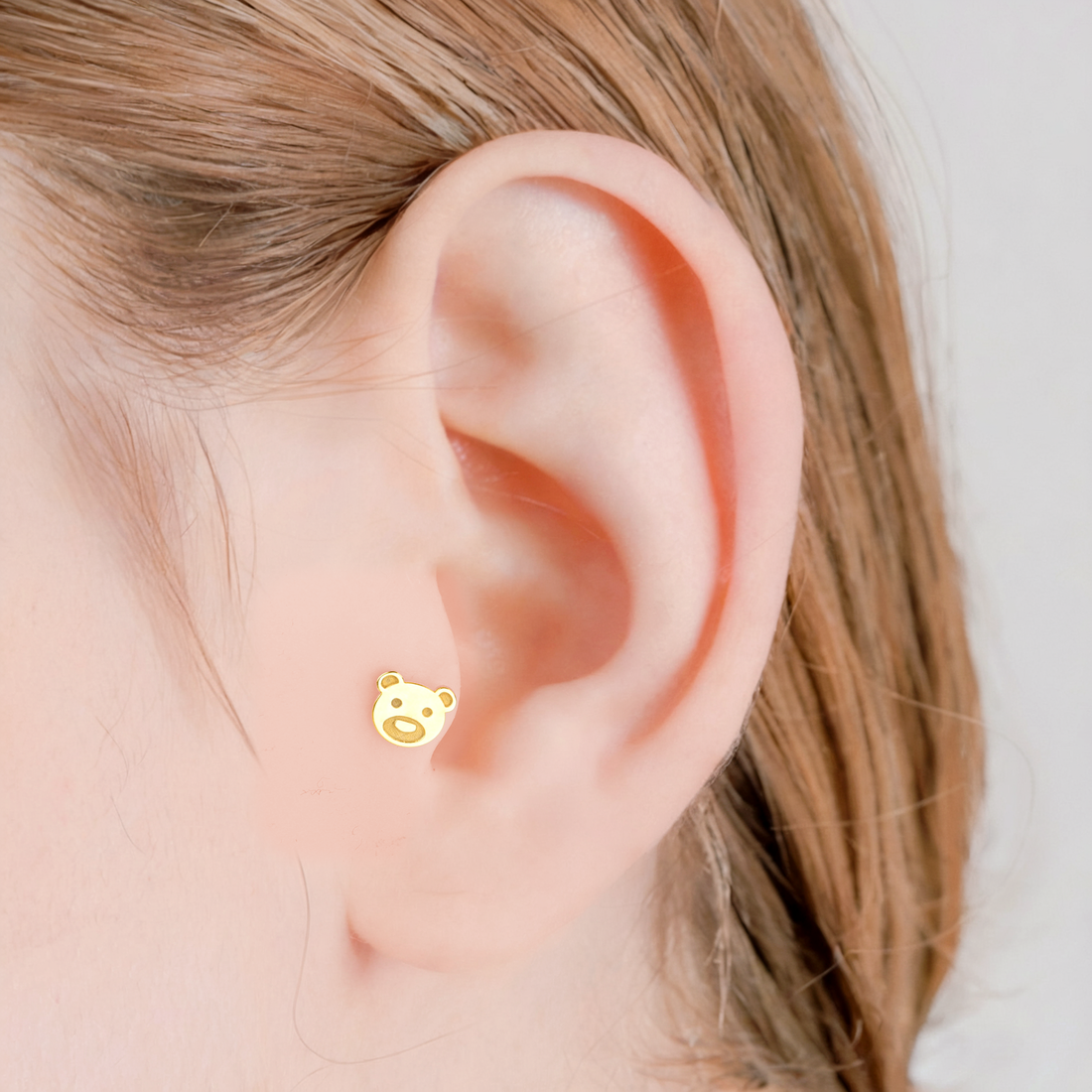 14K Gold Teddy Bear Flatback Ear Piercing