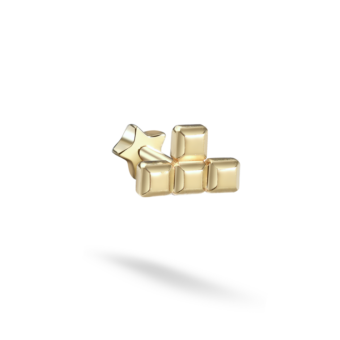 Teewee Block Flatback Ear Piercing 14K Gold