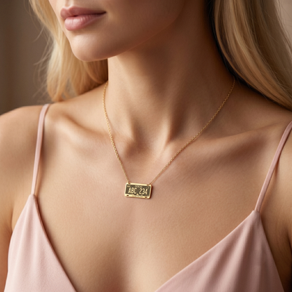 Texas Car License Plate Custom Necklace 14K Gold / Silver