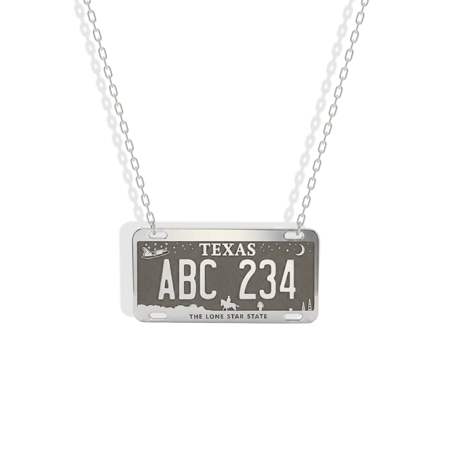 Texas Car License Plate Custom Necklace 14K Gold / Silver