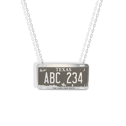 Texas Car License Plate Custom Necklace 14K Gold / Silver