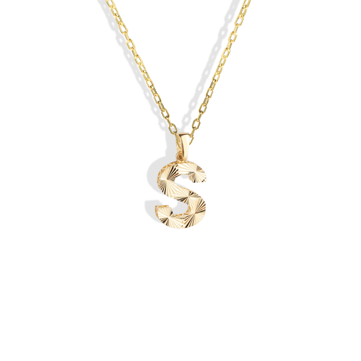 Personalized Textured Letter Necklace in 14K Gold