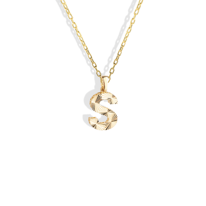 Personalized Textured Letter Necklace in 14K Gold