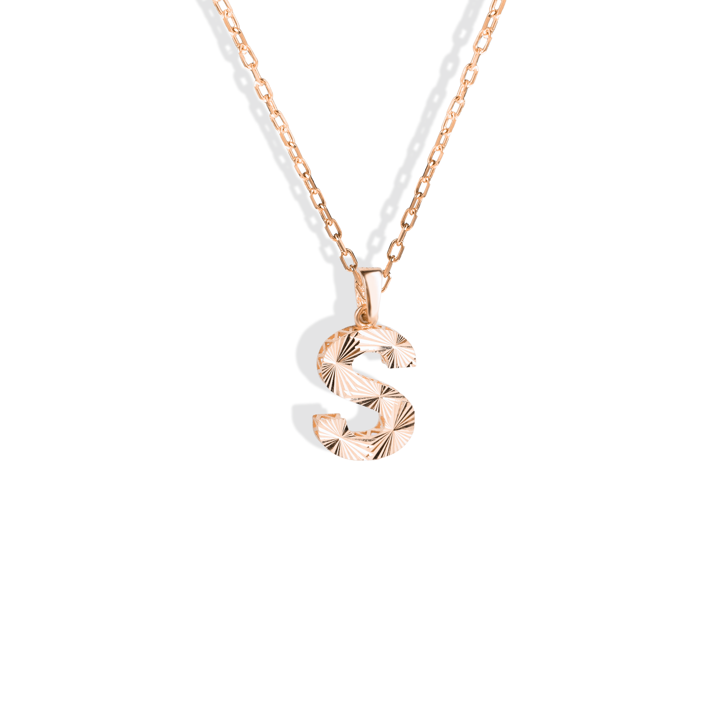 Textured Initial Letter Custom Necklace 14K Gold