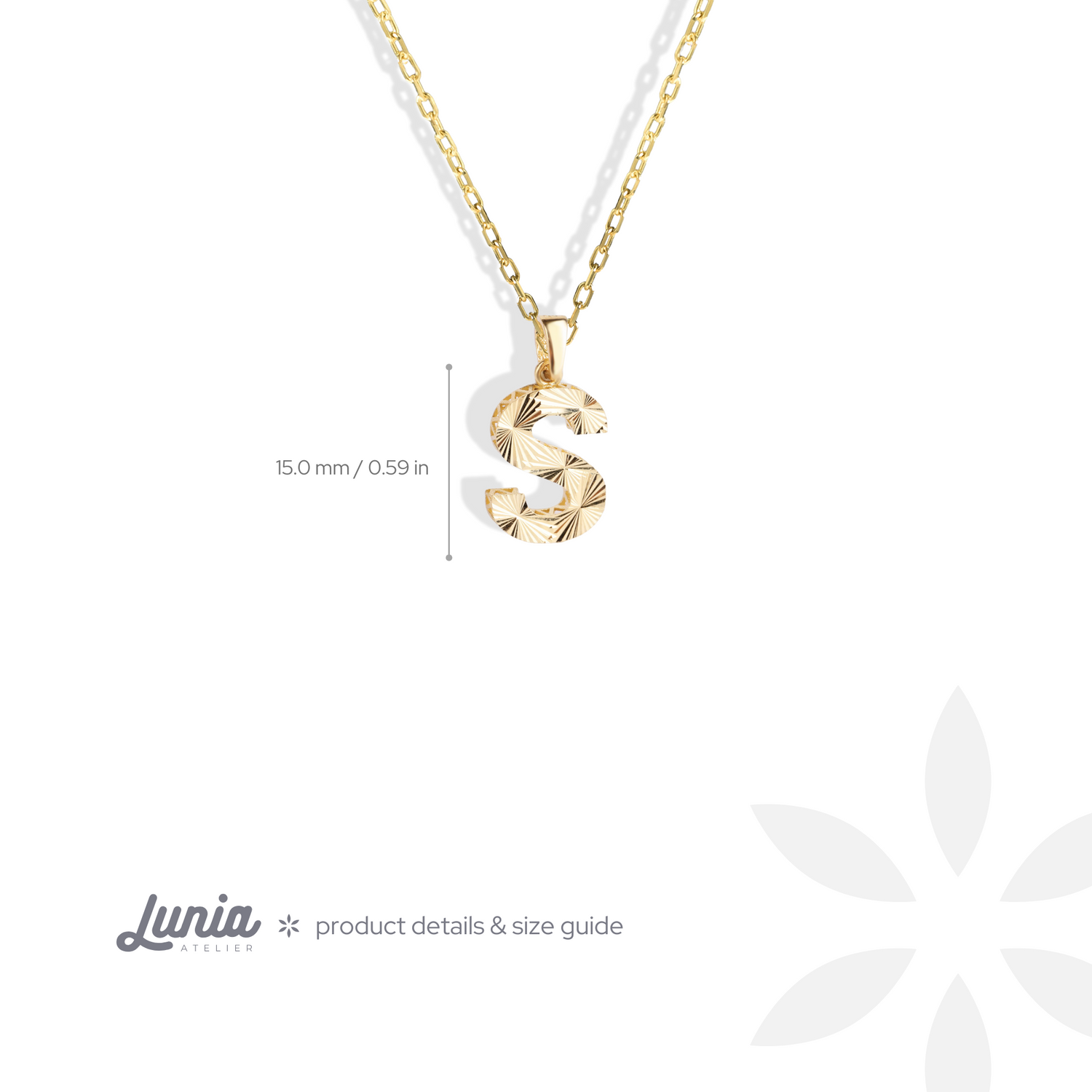 Textured Initial Letter Custom Necklace 14K Gold