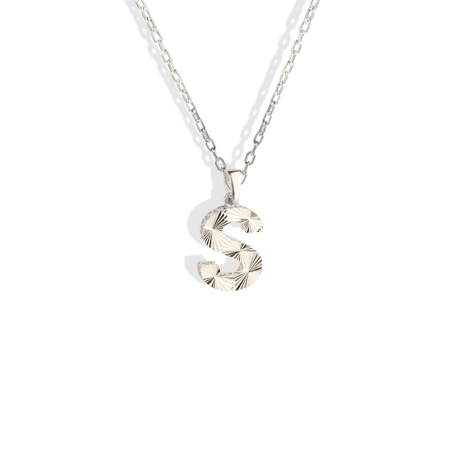 Textured Initial Letter Custom Necklace 14K Gold
