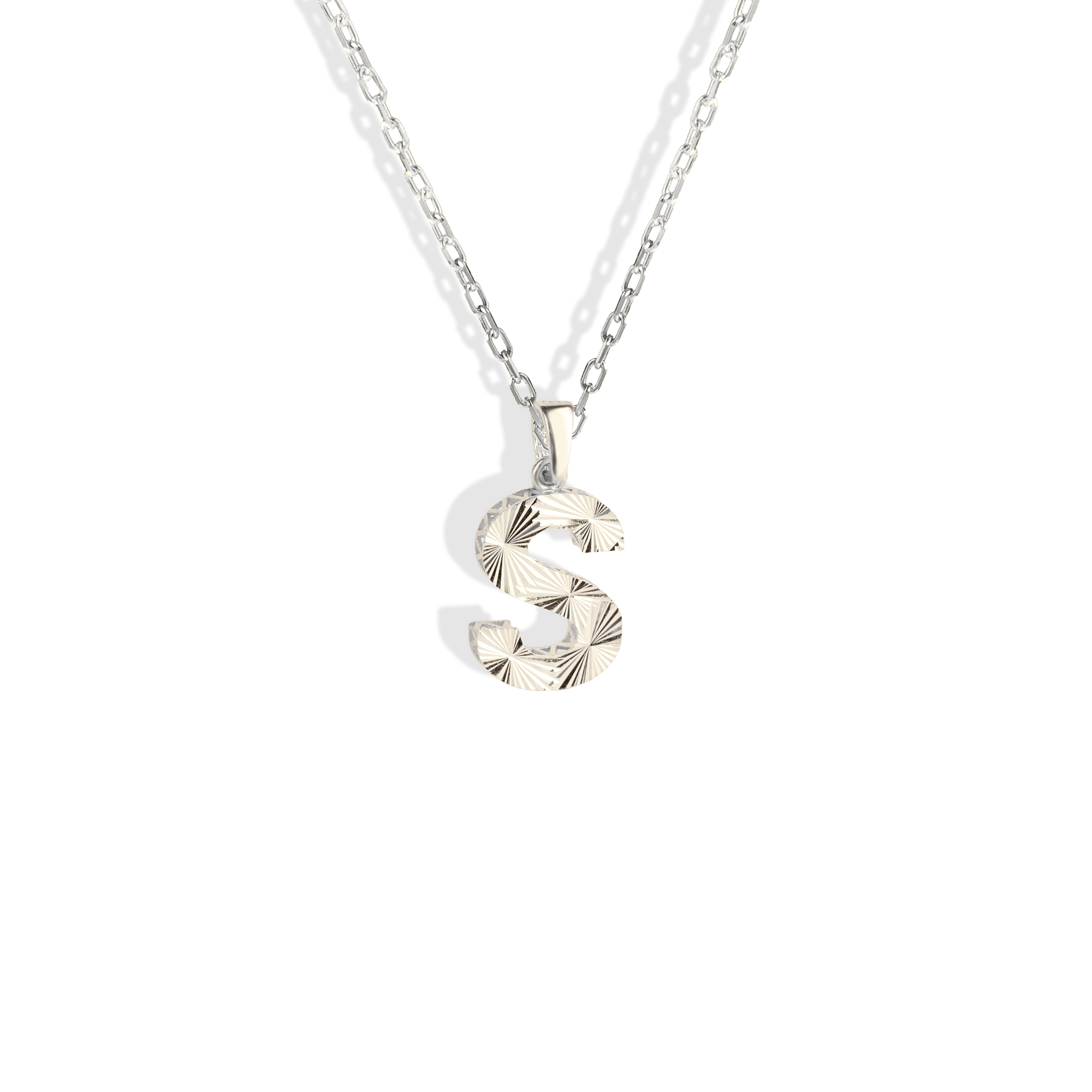 Textured Initial Letter Custom Necklace 14K Gold