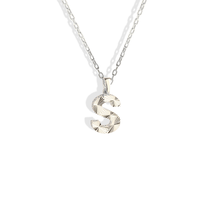 Textured Initial Letter Custom Necklace 14K Gold