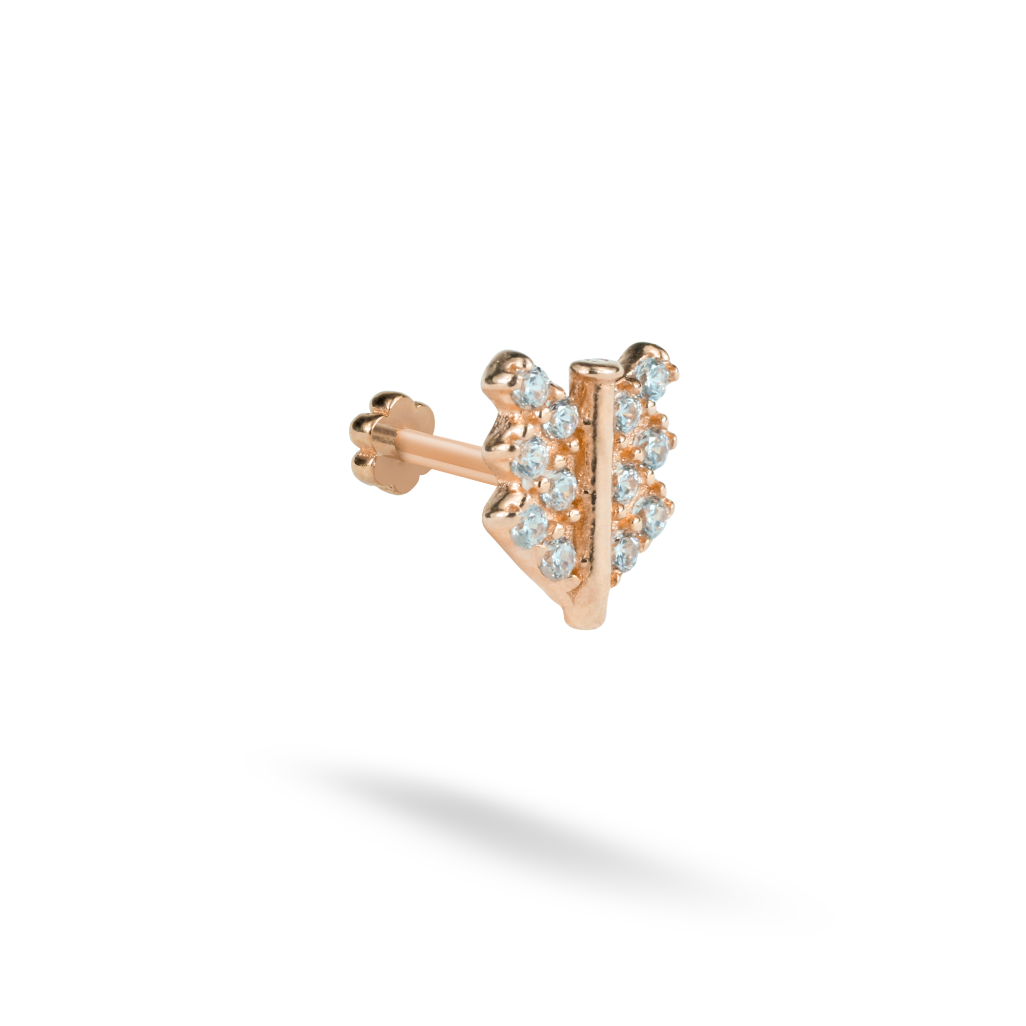 Three Arrows Flatback Ear Piercing 14K Gold with CZ Stone