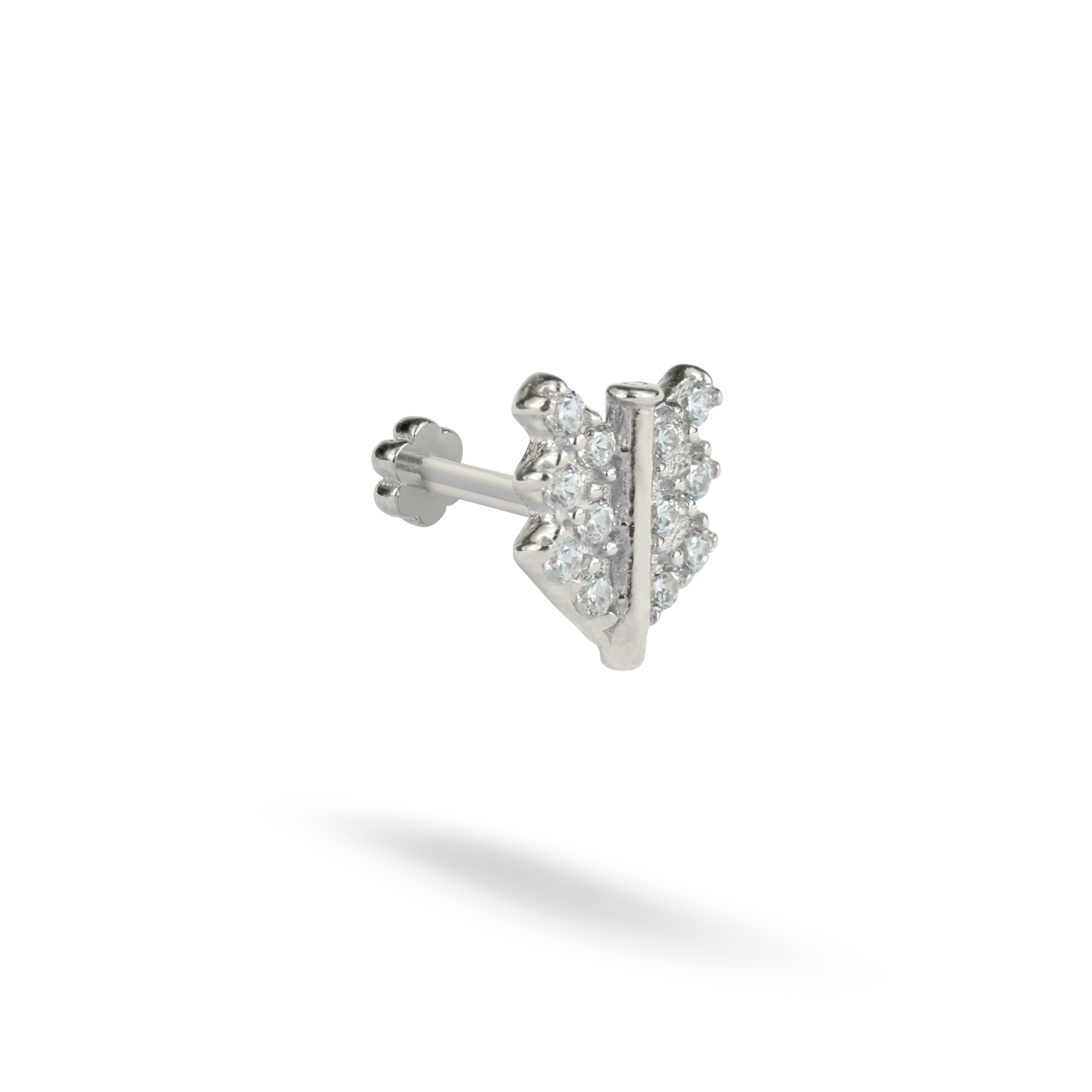Three Arrows Flatback Ear Piercing 14K Gold with CZ Stone
