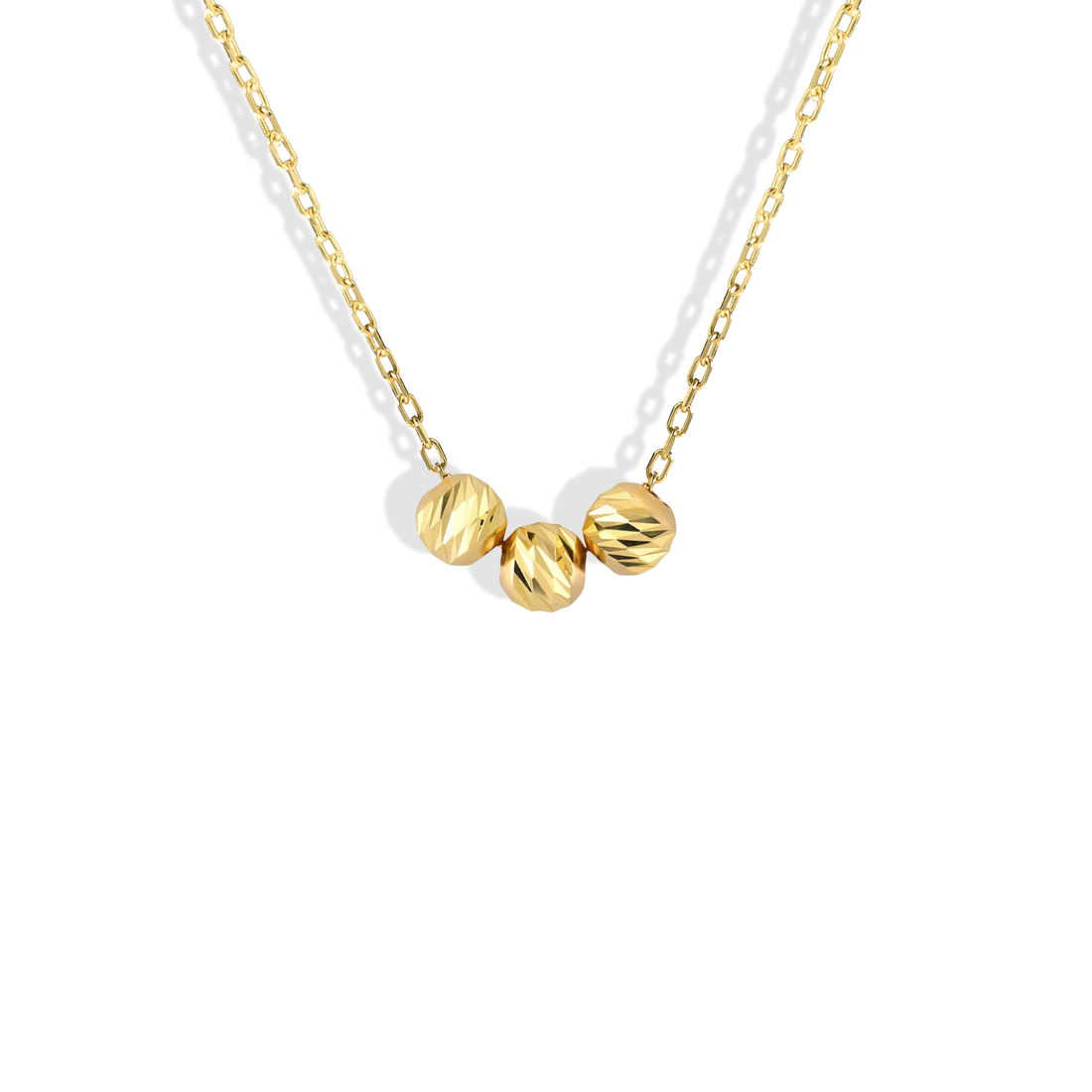 14K Gold Necklace with Three Dorika Beads