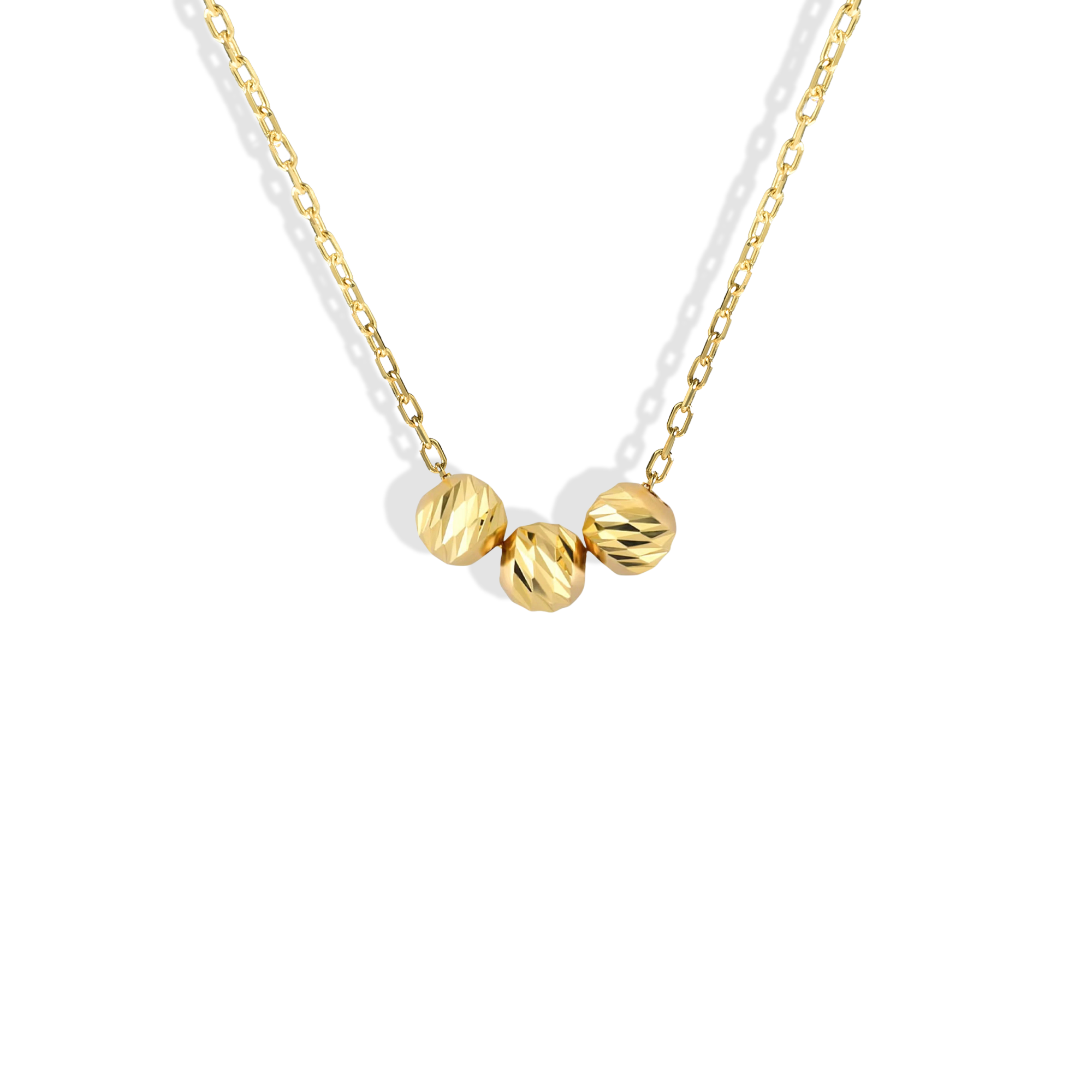 14K Gold Necklace with Three Dorika Beads