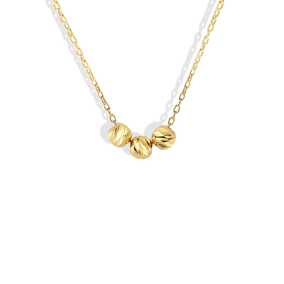 14K Gold Necklace with Three Dorika Beads