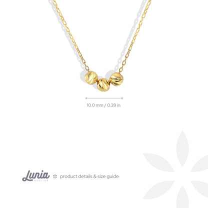 Three Ball Dorika Necklace 14K Gold