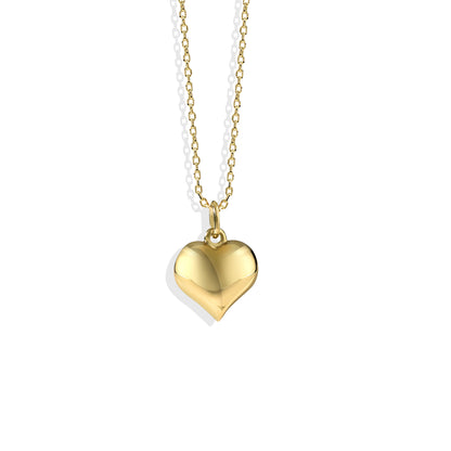 Three Dimensional Heart Necklace 14K Gold