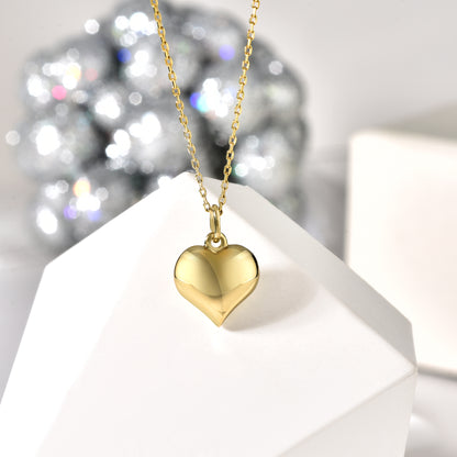 Three Dimensional Heart Necklace 14K Gold