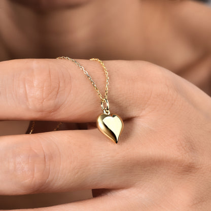 Three Dimensional Heart Necklace 14K Gold