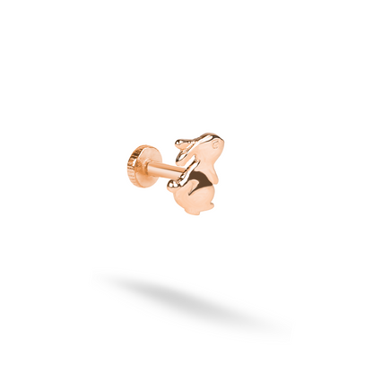 Bunny Rabbit Flatback Ear Piercing 14K Gold