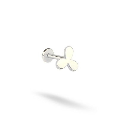 Three Leaf Clover Flatback Ear Piercing 14K Gold