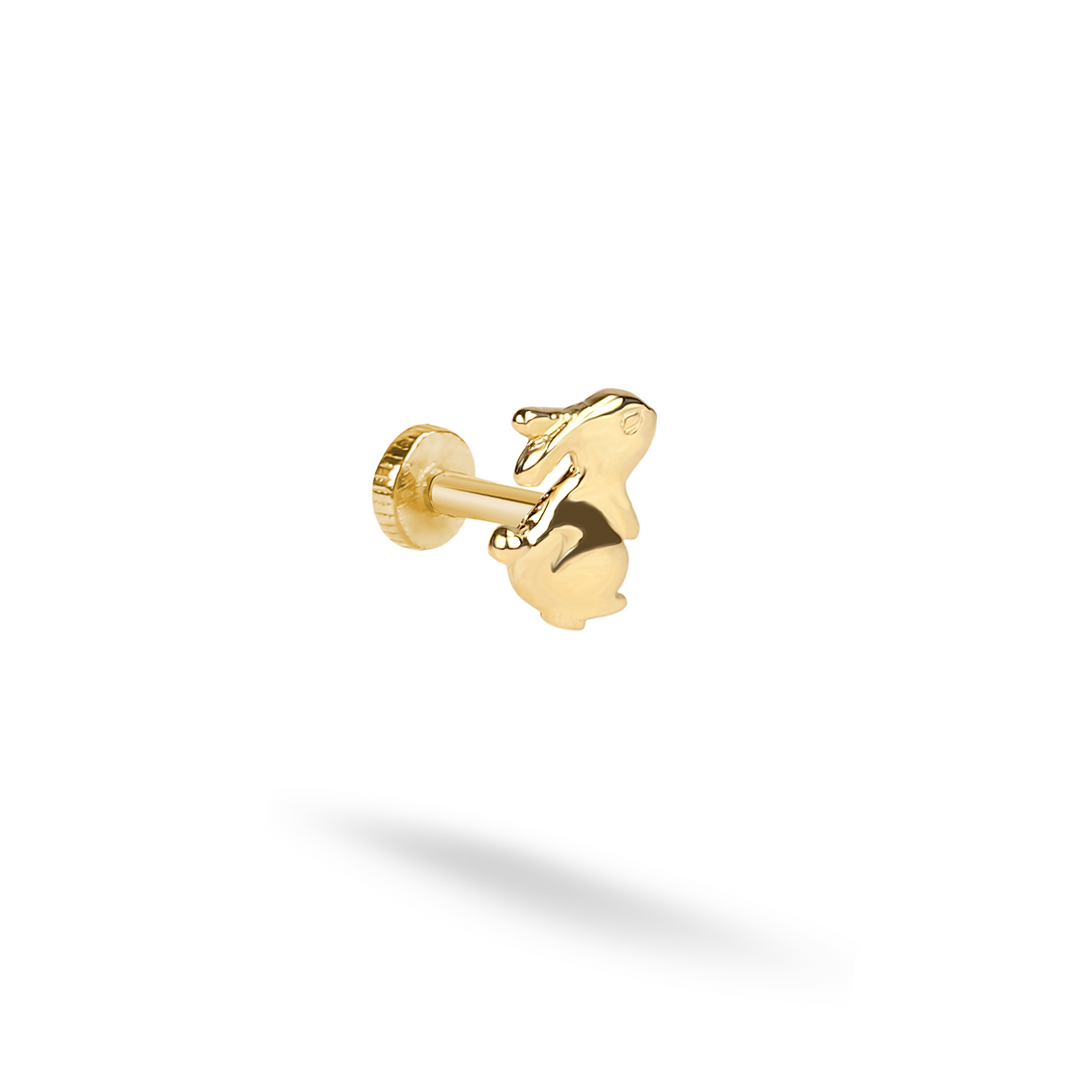 Bunny Rabbit Flatback Ear Piercing 14K Gold