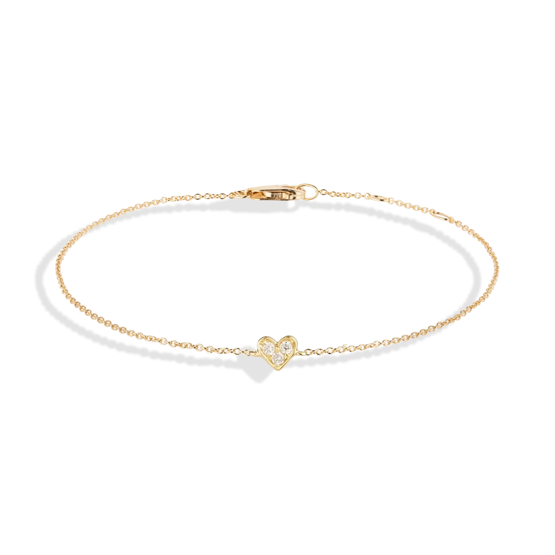 Three Stone Hearts Diamond Bracelet 14K Gold